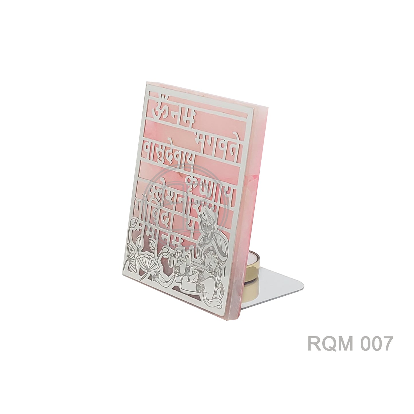 Krishna Mantra Plaque - Rose Quartz