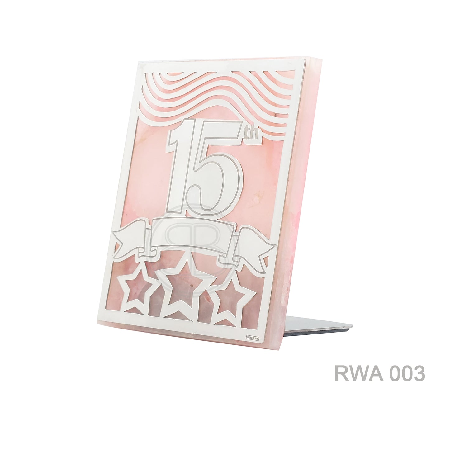 15-Year Anniversary Plaque - Rose Quartz