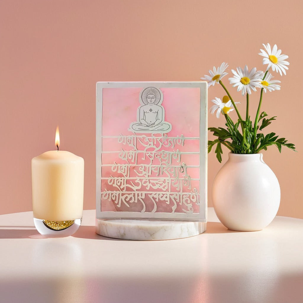 Jain Mantra Plaque – Rose Quartz