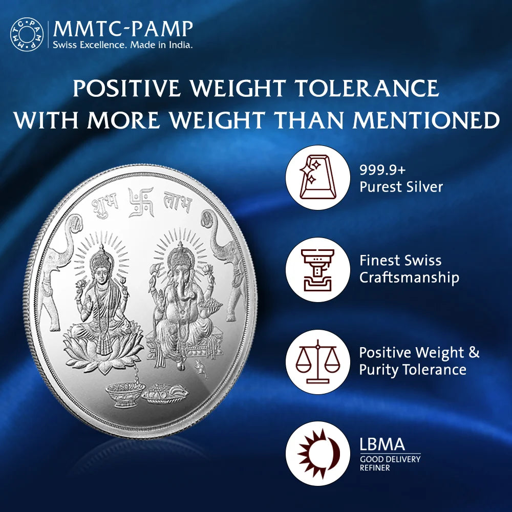 Ganesh Lakshmi ji 999.9 Purity 10 gm Silver Coin