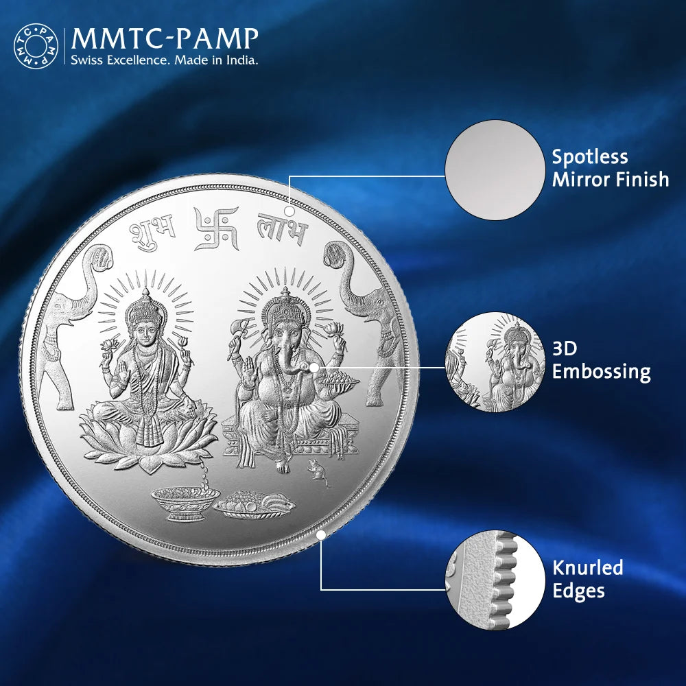 Ganesh Lakshmi ji 999.9 Purity 10 gm Silver Coin